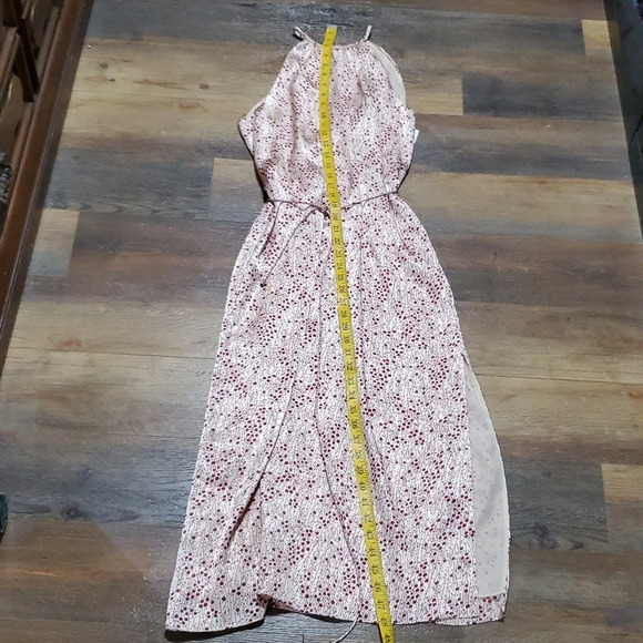 Joie red floral on cream tie waist single side split maxi halter top dress - Picture 3 of 9